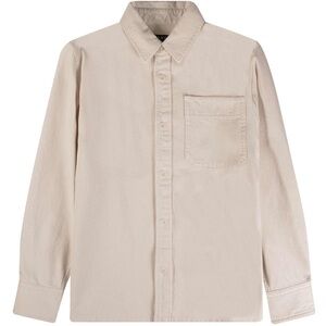 Men's Long-Sleeve Button-Up Shirt in Light Beige